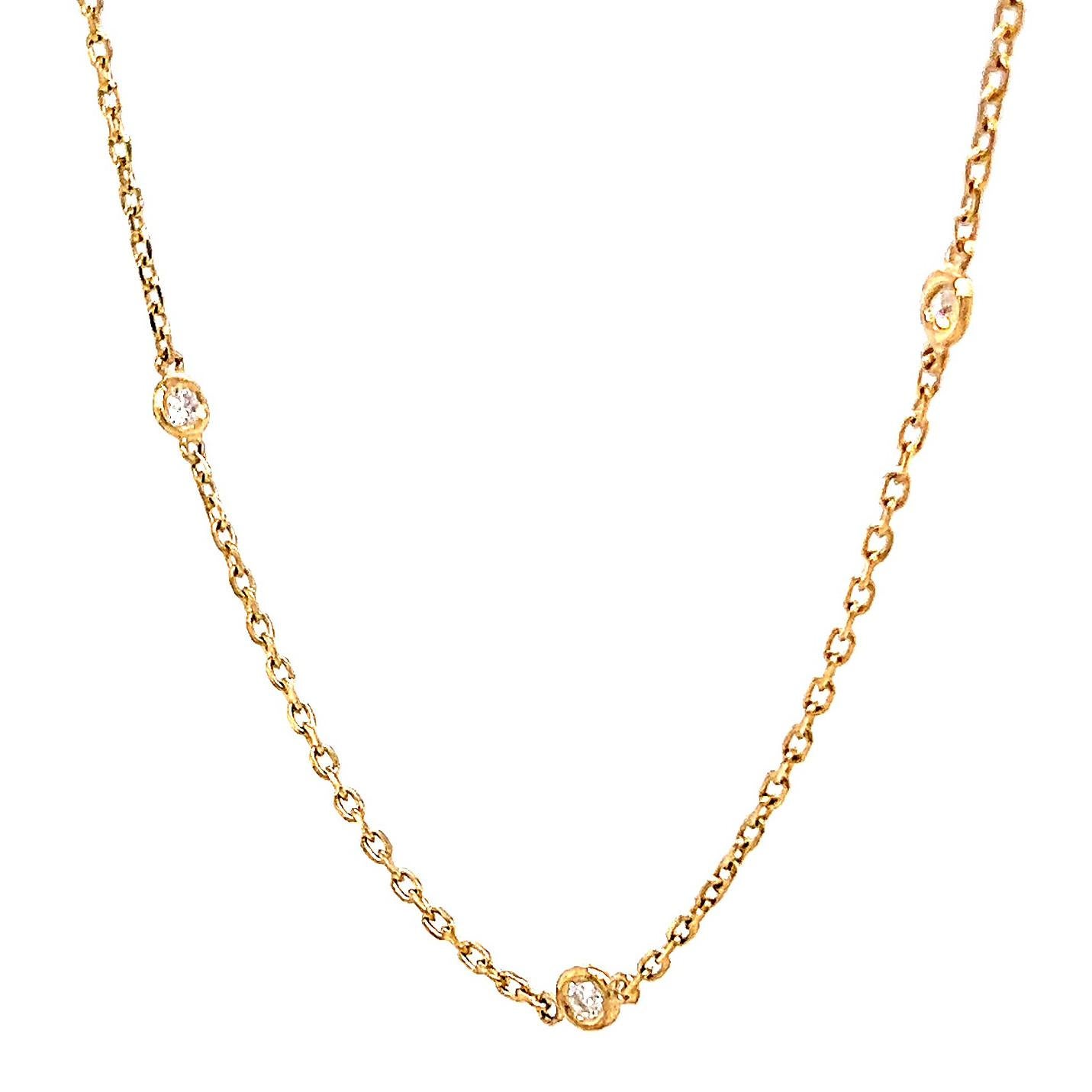 14 Karat Yellow Gold Diamonds By The Yard Chain Necklace 1