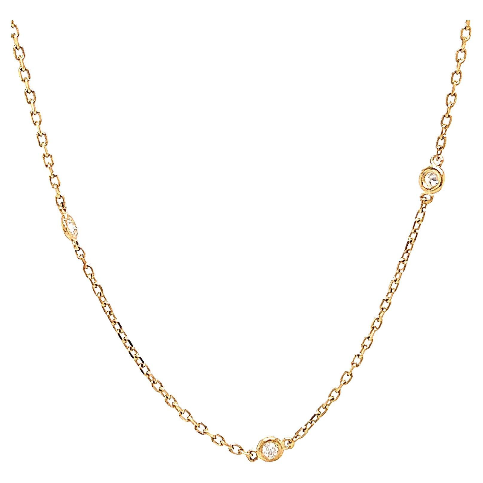 14 Karat Yellow Gold Diamonds By The Yard Chain Necklace
