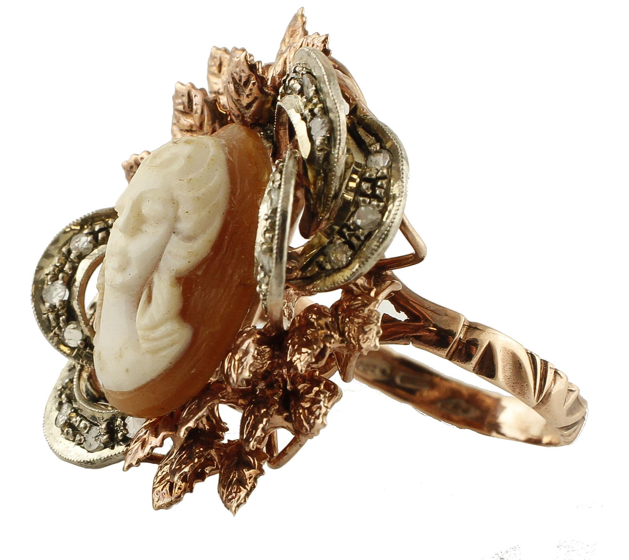 Refined ring in 9 kt gold and silver, (length 3 cm x 2.7 width), embellished with 0.36 ct of diamonds and an amazing central cameo of g 1.50 (20 mm).
Diamonds ct 0.36
Cameo g 1.50 - 20 mm
Italian size 20
French size 60
Usa size 9.17
Total weight g