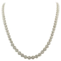 Diamonds Carat.11.70 Flowers White Gold Tennis Necklace