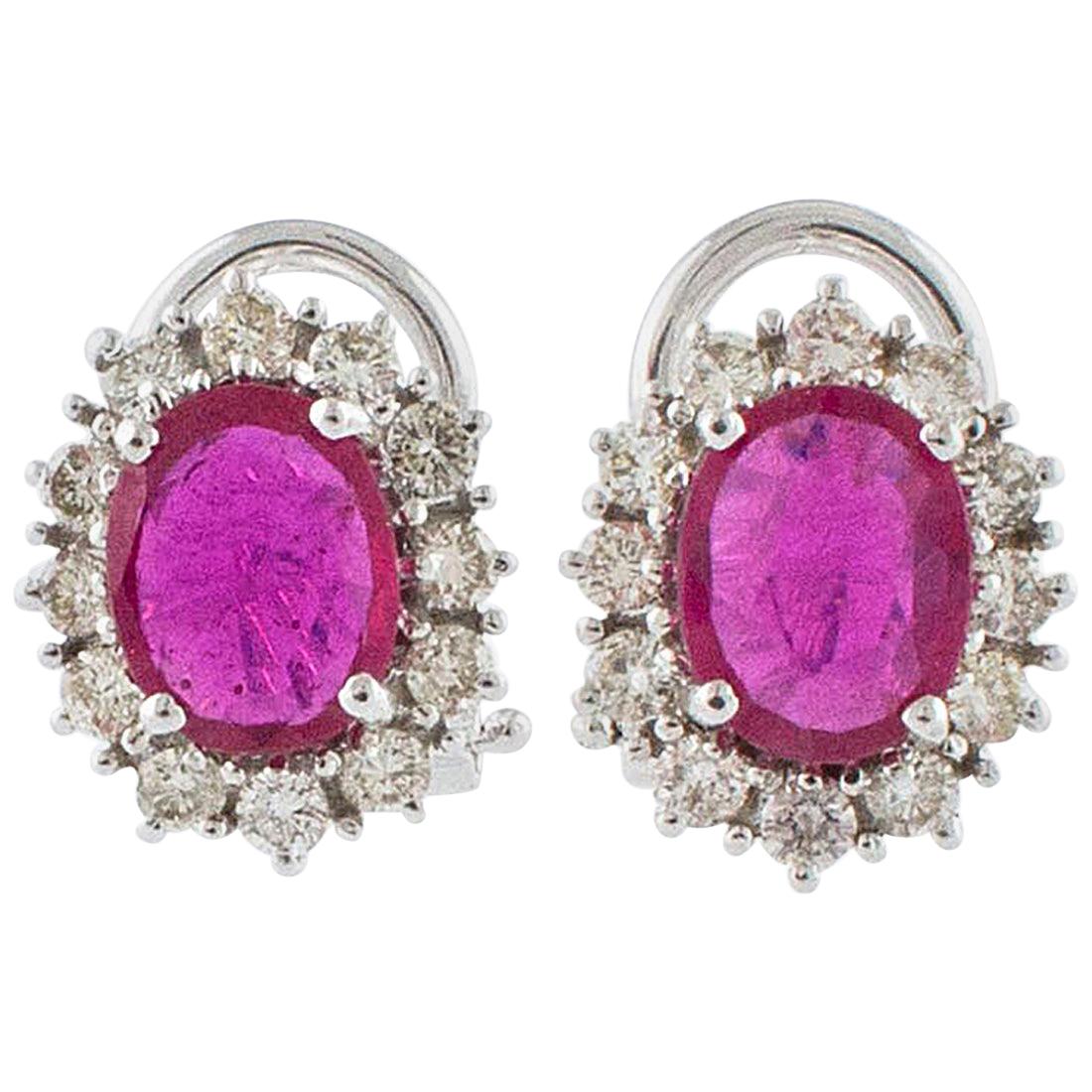 Diamonds Central Ruby White Gold Earrings