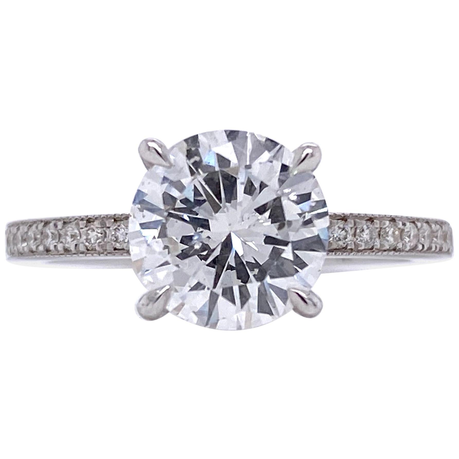 Diamond Certified 1.96 Karat Color E on White Gold 18 K Engagement Ring