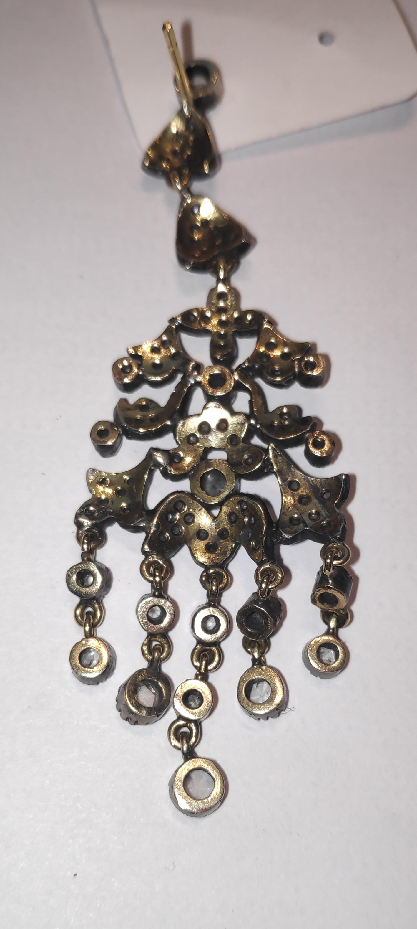 Early Victorian Diamonds Chandelier Earrings For Sale