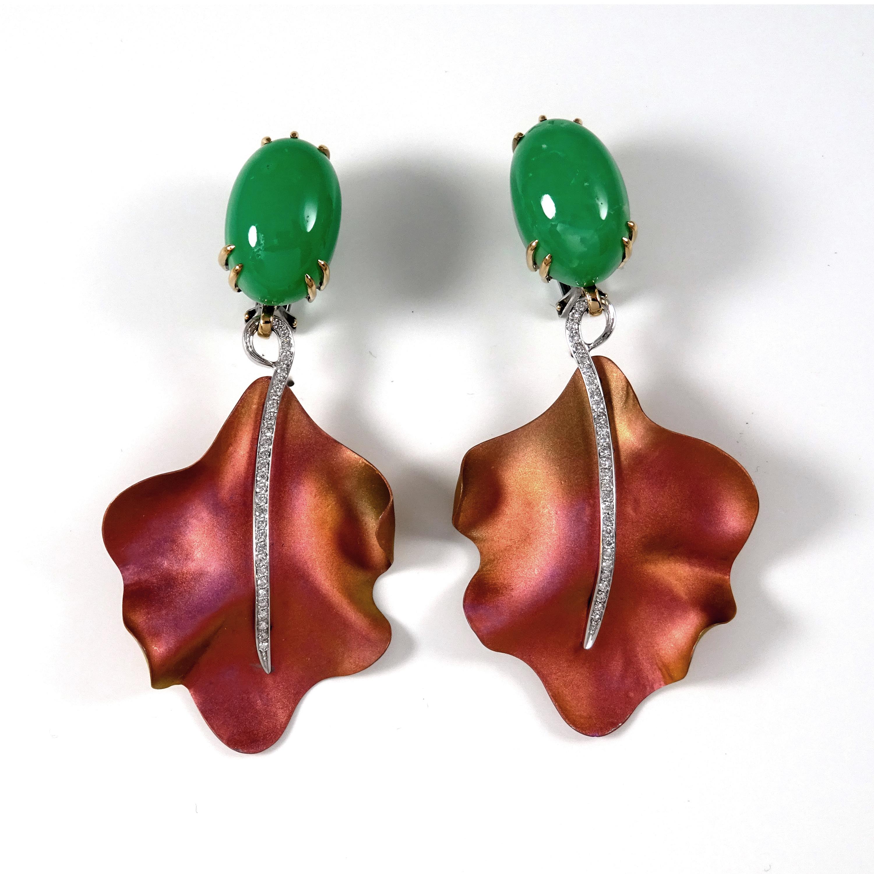 pink and green drop earrings