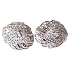 Diamonds Clip Earrings 18 Carat White Gold Set with 4 Carats of Diamonds