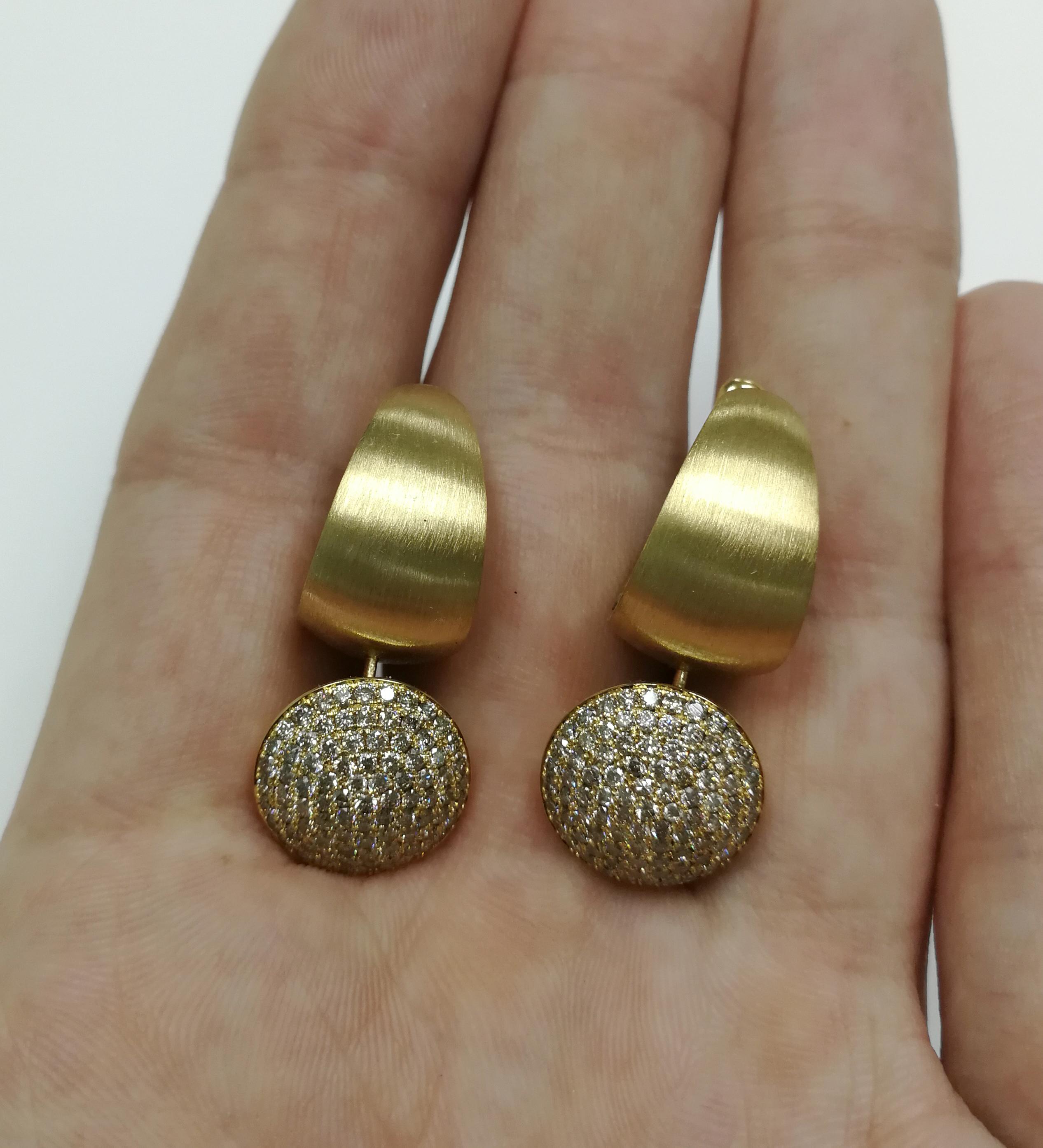 Women's Diamonds Colored Enamel 18 Karat Yellow Gold Kaleidoscope Earrings For Sale