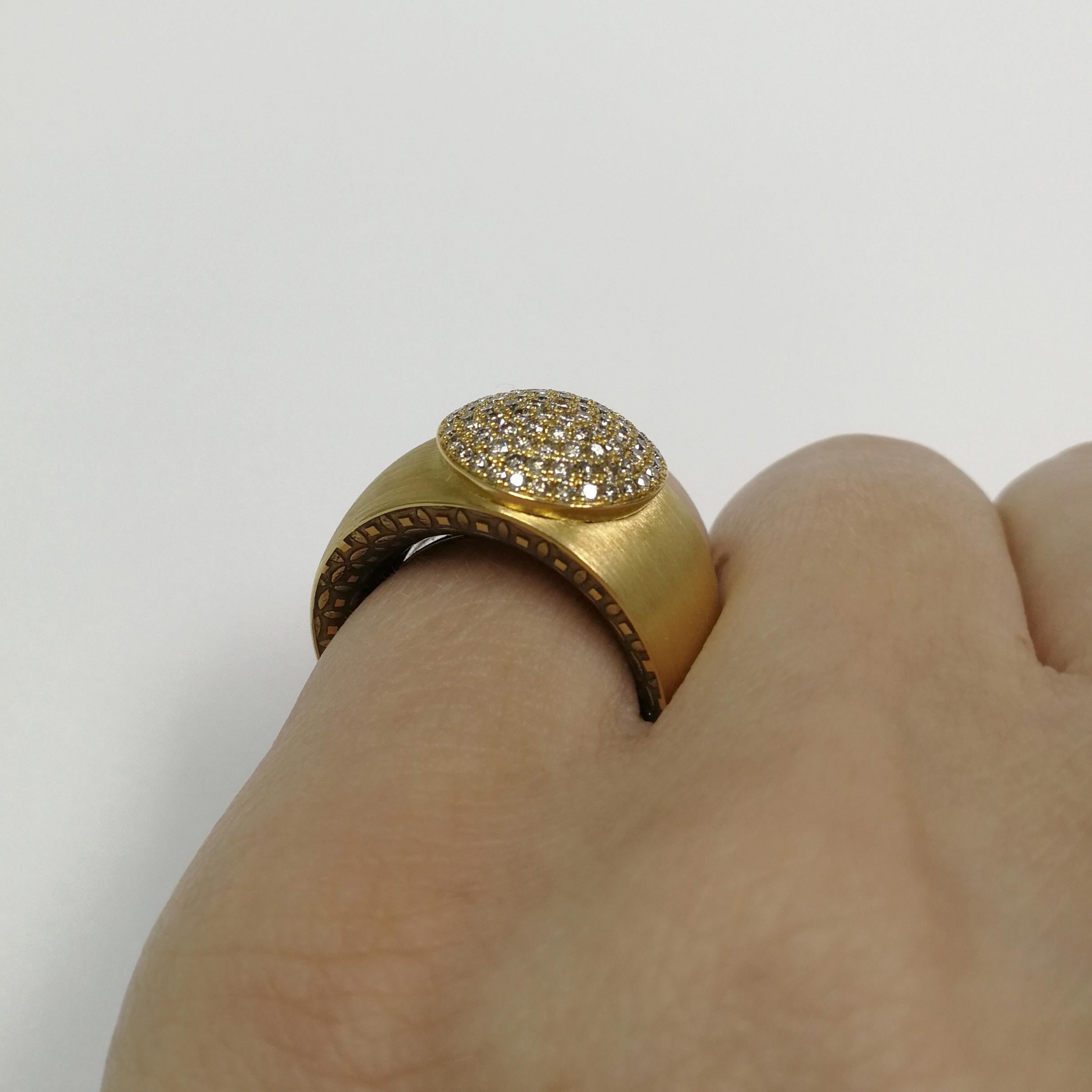 Women's or Men's Diamonds Colored Enamel 18 Karat Yellow Gold Kaleidoscope Ring For Sale