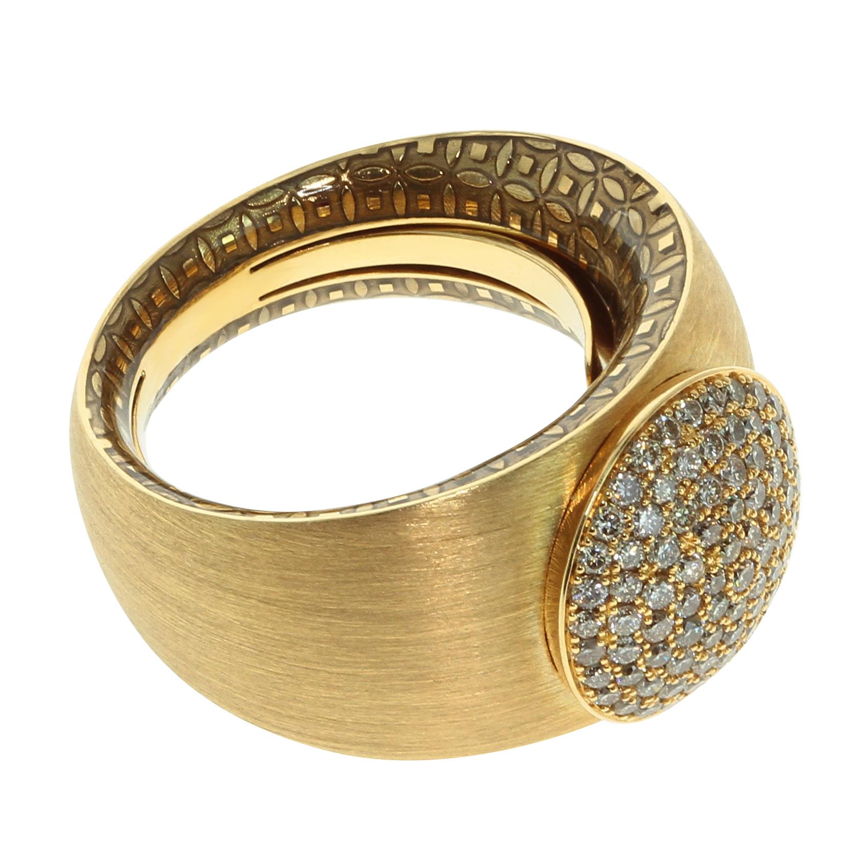 Diamonds Colored Enamel 18 Karat Yellow Gold Kaleidoscope Ring For Sale
