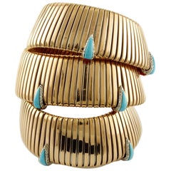 Diamonds, Coral, Turquoise Rose Gold Reverse Bracelet