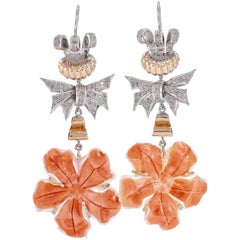 Diamonds Coral White Gold Earrings