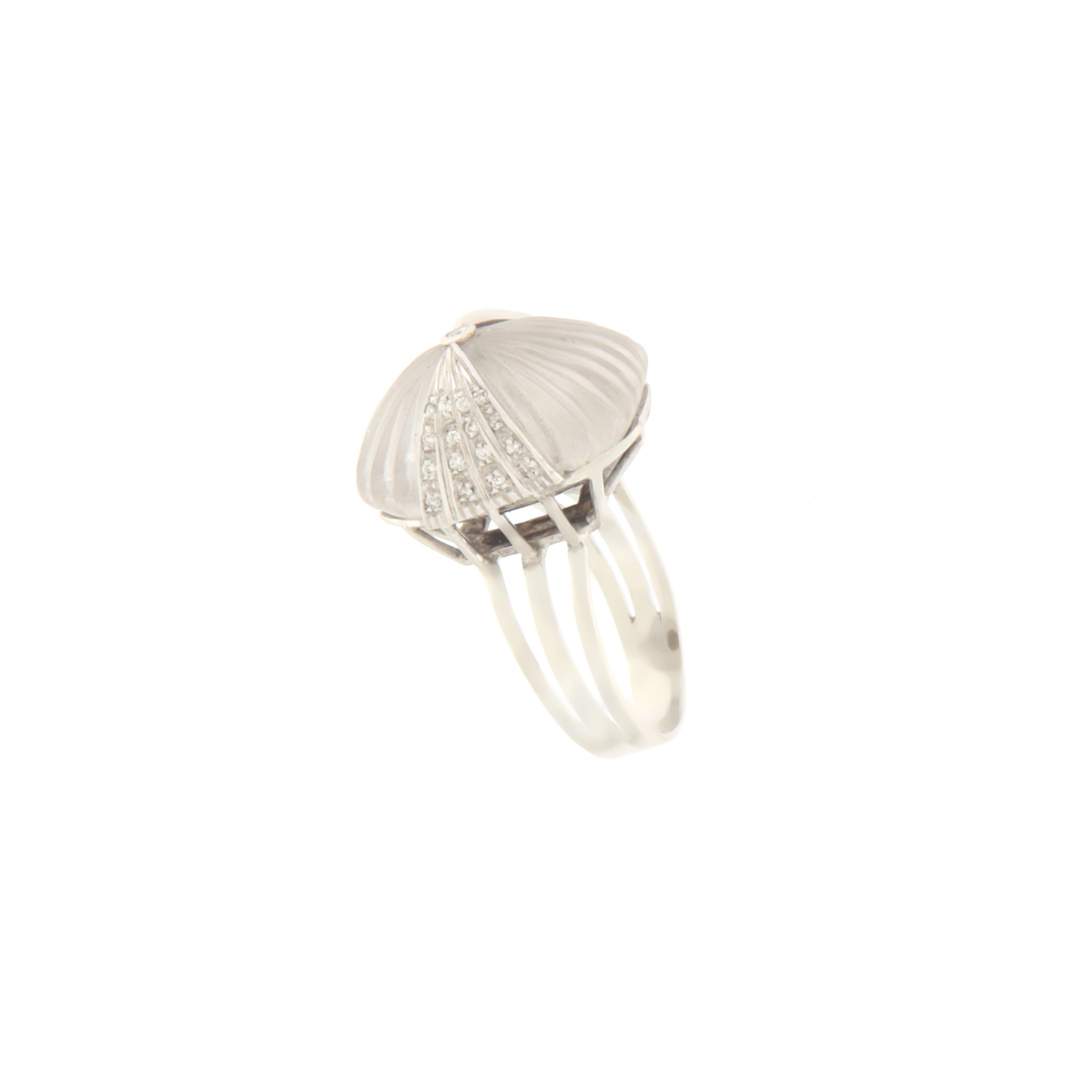 Diamonds Crystal 18 Karat White Gold Cocktail Ring In New Condition For Sale In Marcianise, IT