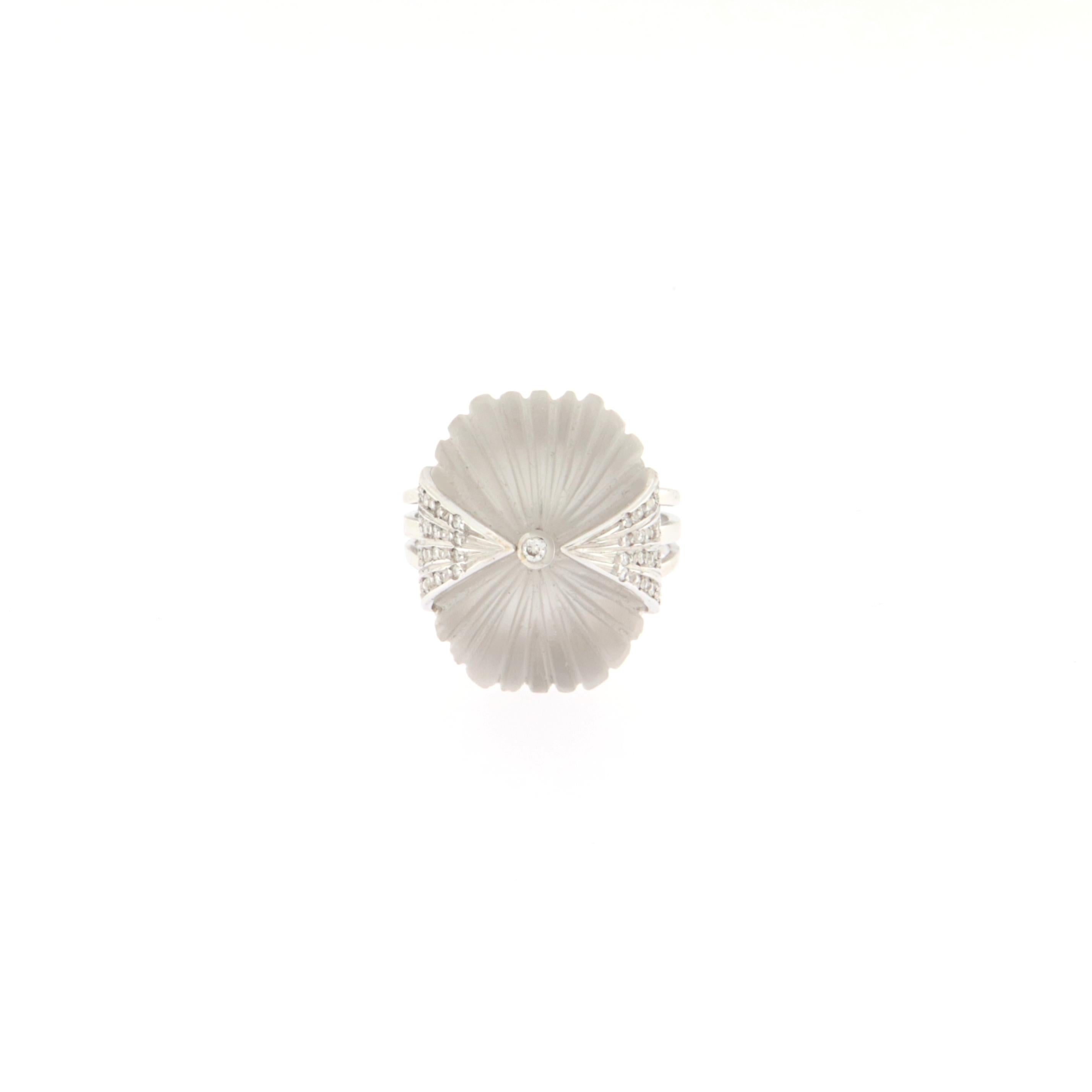 Diamonds Crystal 18 Karat White Gold Cocktail Ring For Sale 1