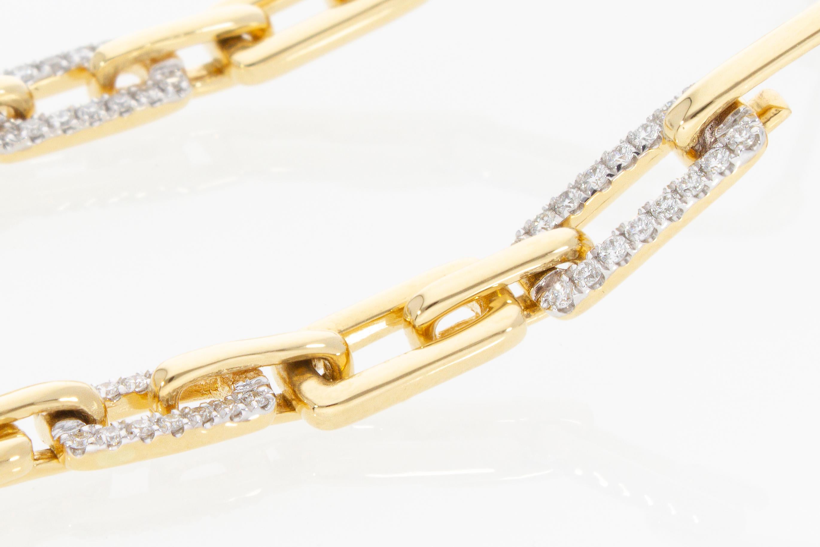 Brilliant Cut Diamonds Ct 0.35 Pendant Earrings with Rectangular Links 18k Gold Made in Italy For Sale