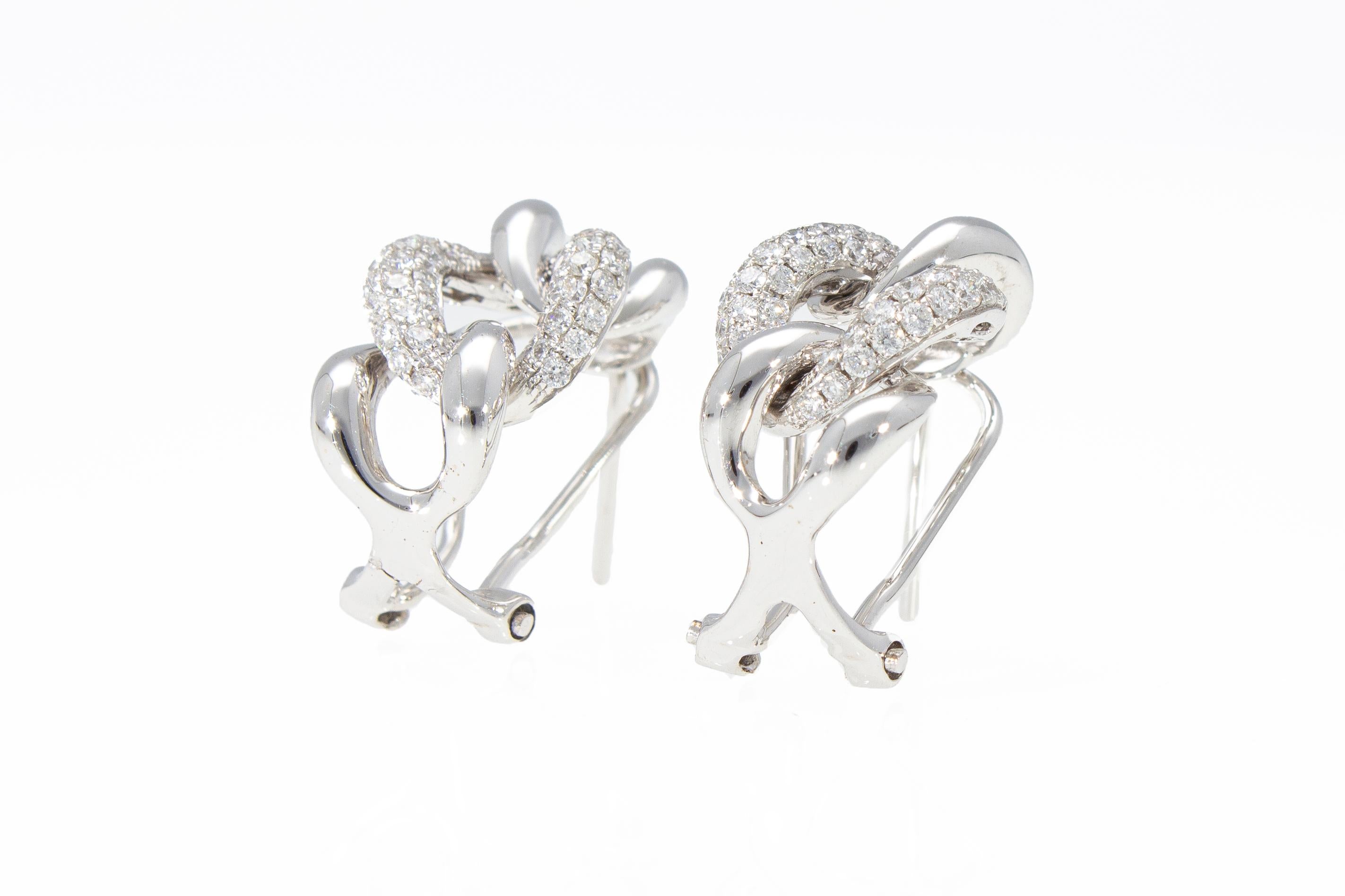 Diamonds Carat 0.71 on Groumette Mesh Earrings, 18 Karat Gold Made in Italy For Sale 4