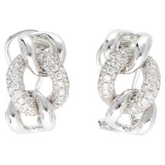 Diamants ct 0.71 sur boucles d'oreilles Groumette Mesh. Or 18 carats Fabriqué en Italie