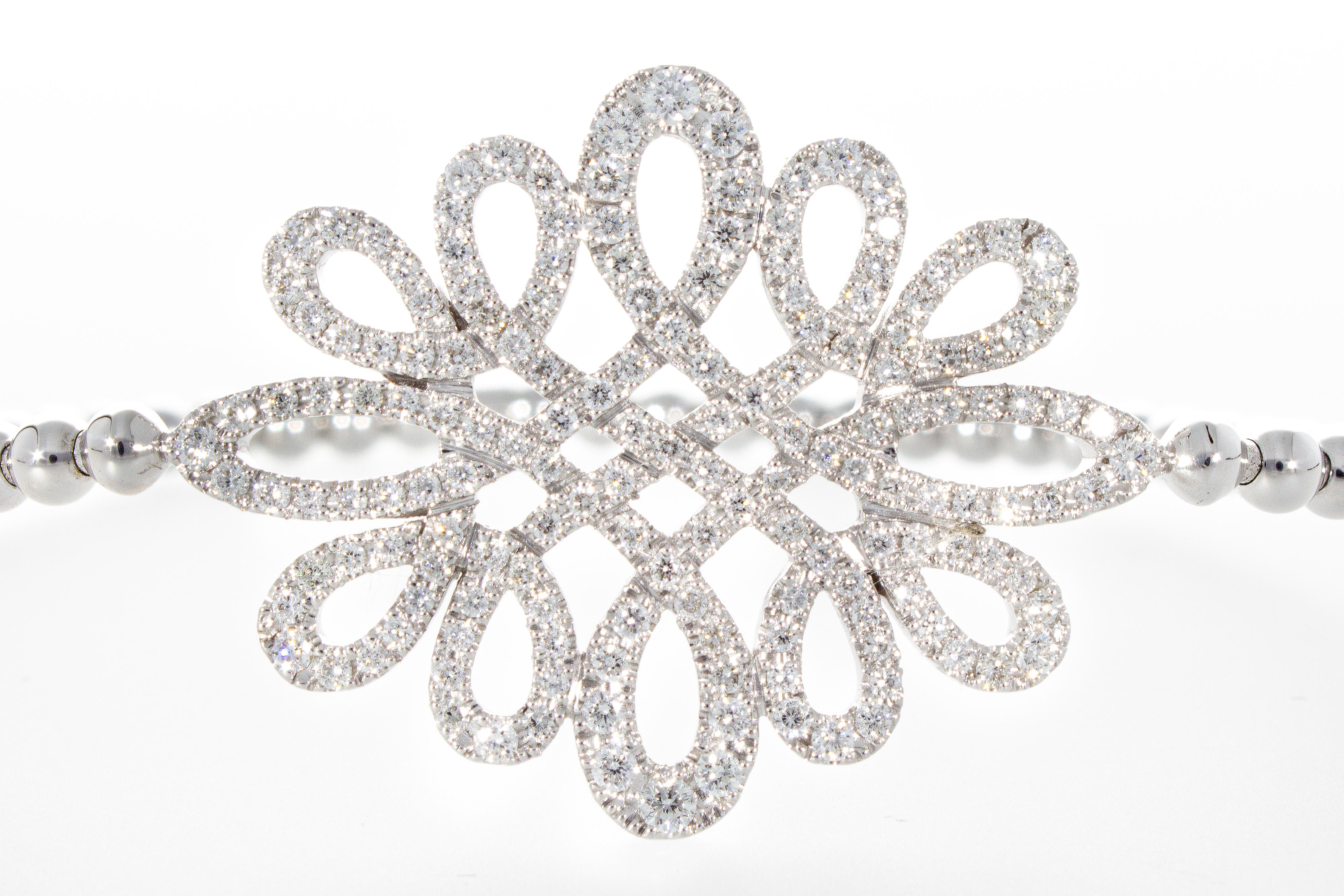 Bracelet en or 18 carats avec diamants de 1,04 carat et motif central. Fabriqué en Italie en vente 6