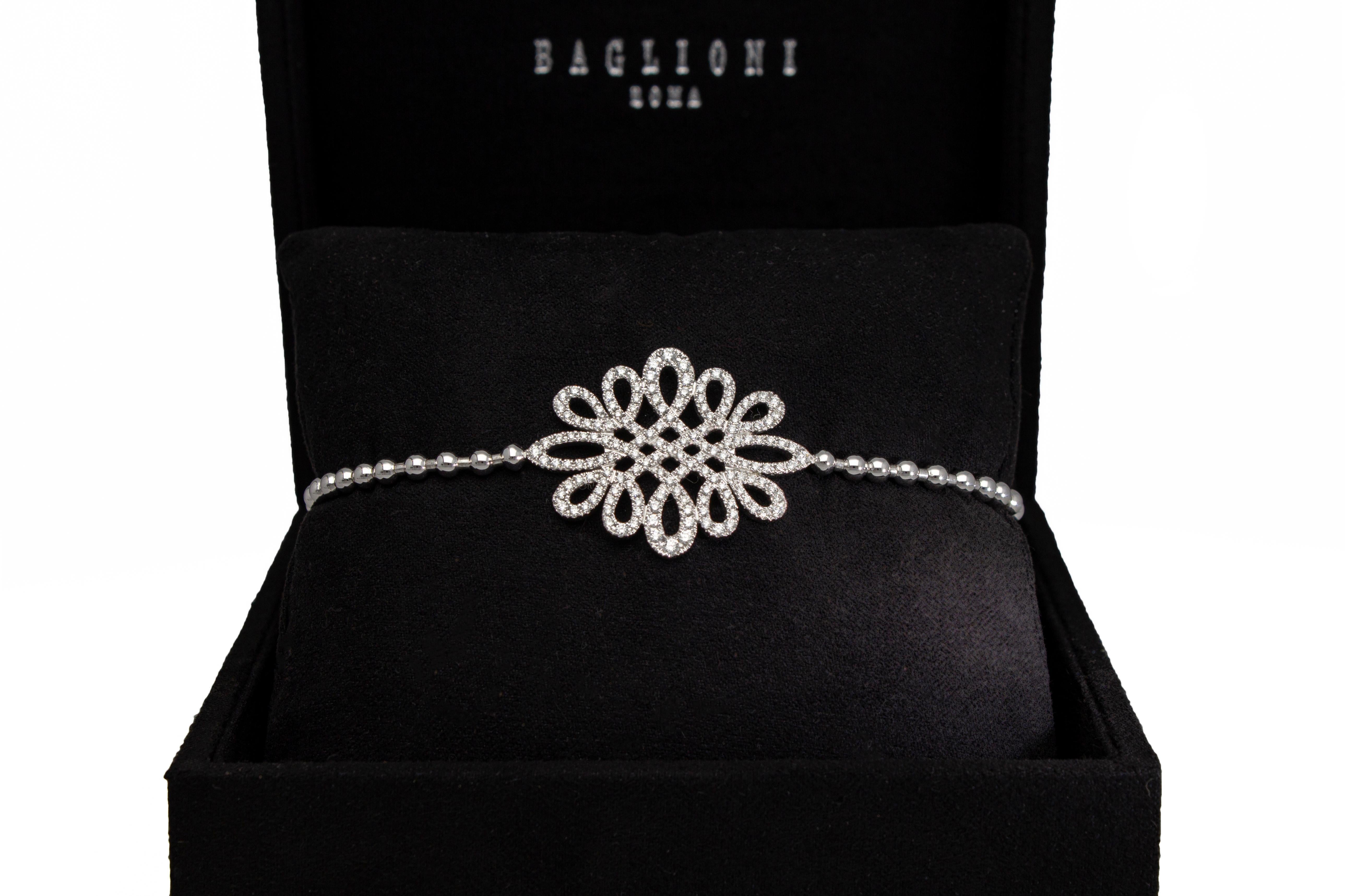 Bracelet en or 18 carats avec diamants de 1,04 carat et motif central. Fabriqué en Italie en vente 8