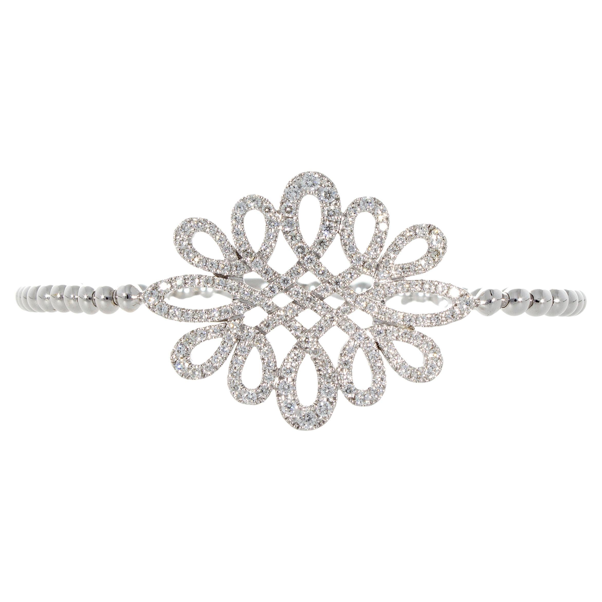 Diamonds Carat 1.04, Bracelet with Central Design, 18 Karat Gold, Made in Italy For Sale