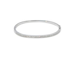 Diamonds Demi-Paved 18 Carats White Gold Bangle Bracelet