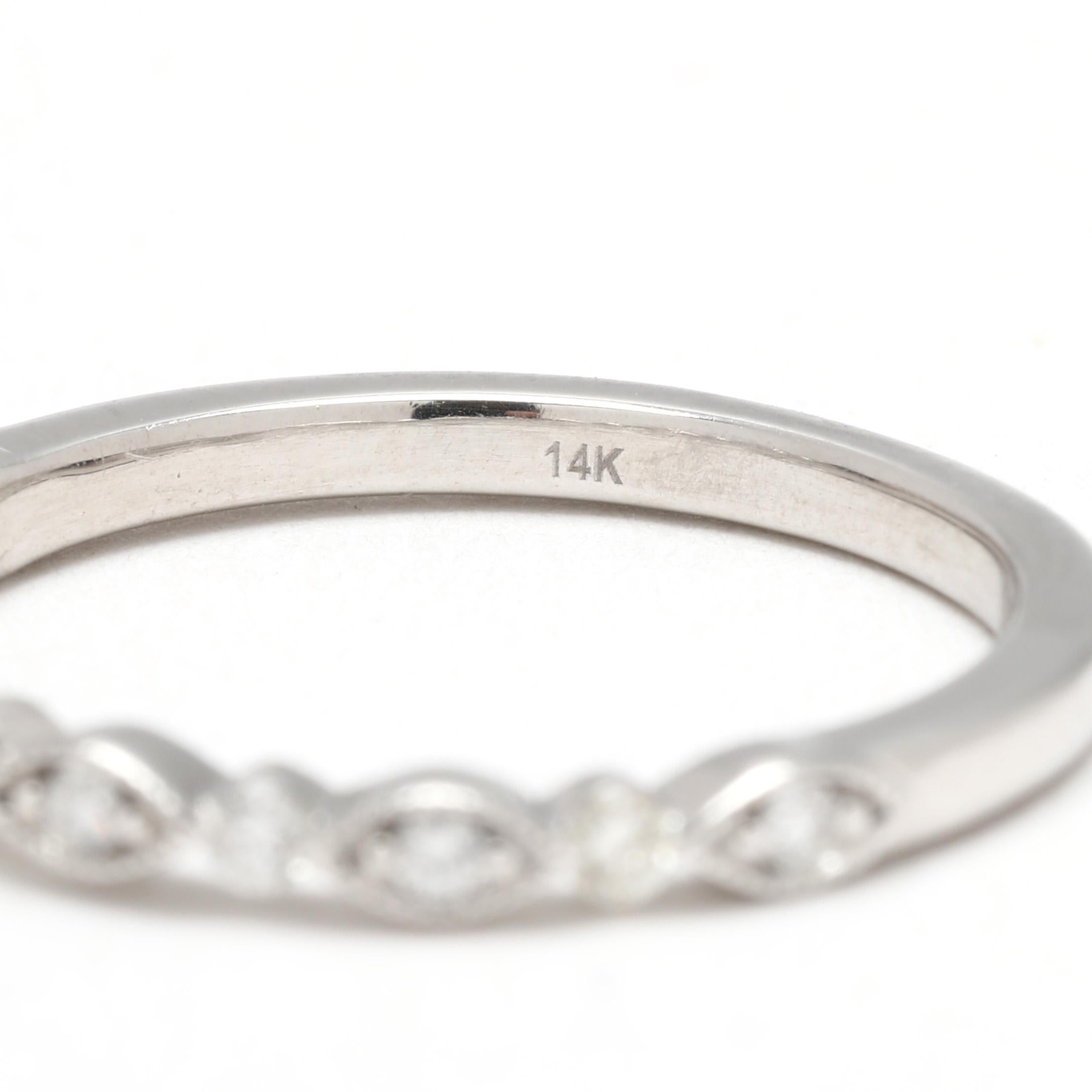 Diamonds Direct .20ctw Diamond Thin Band Ring, 14k White Gold, Ring Size 6.5 Unisexe en vente