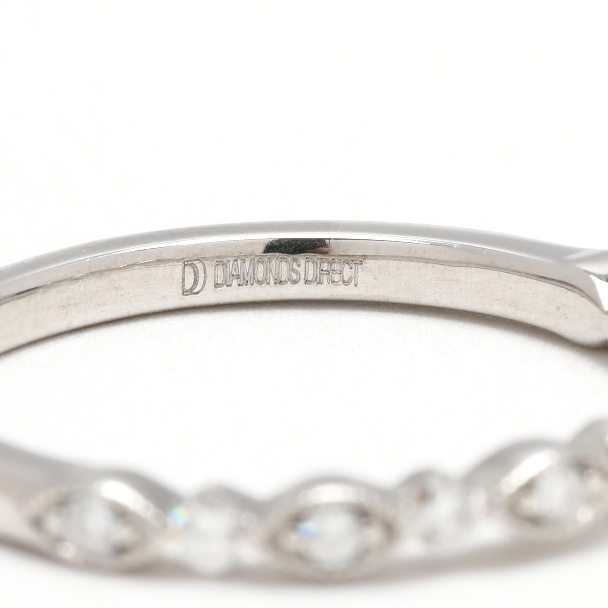 Diamonds Direct .20ctw Diamond Thin Band Ring, 14k White Gold, Ring Size 6.5 en vente 1