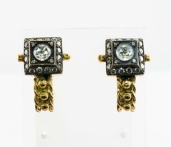 Diamonds Earrings 18K Gold & Sterling Silver Vintage