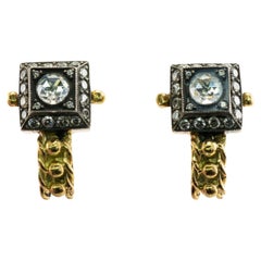 Ohrringe mit Diamanten aus 18 Karat Gold und Sterlingsilber, Vintage