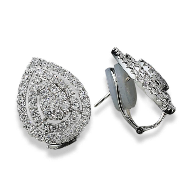 Taille brillant Boucles d'oreilles en or 18 carats avec diamants étincelants en forme de poire de 2,50 carats en vente