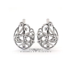 Diamant-Ohrringe aus 14 Karat Weißgold im Jugendstil
