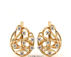 Diamant-Ohrringe aus 14 Karat Gelbgold im Jugendstil