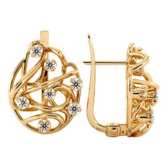 Diamant-Ohrringe aus 14 Karat Gelbgold im Jugendstil