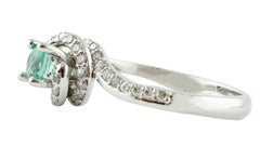 Verlobungs-/Solitaire-Ring mit Diamanten, Smaragd, 18 Karat Weißgold