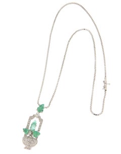 Diamonds Emeralds 18 Carat White Gold Pendant Necklace