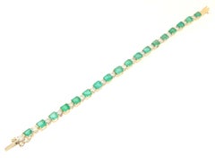 Diamonds Emeralds Yellow Gold 18 Karat Tennis Bracelet