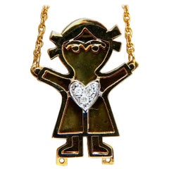 Diamonds Emoji Necklace 14 Karat Yellow Gold