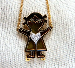Diamonds Emoji Necklace 14 Karat Yellow Gold