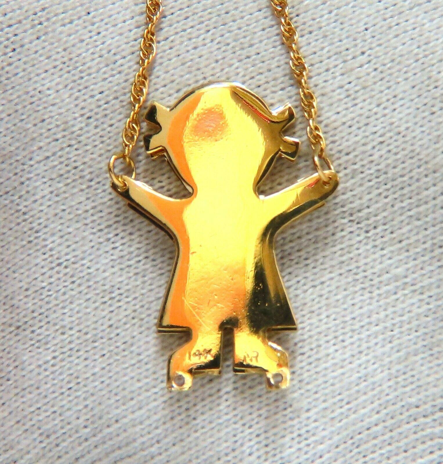 Taille ronde Collier Emoji en or jaune 14 carats et diamants en vente