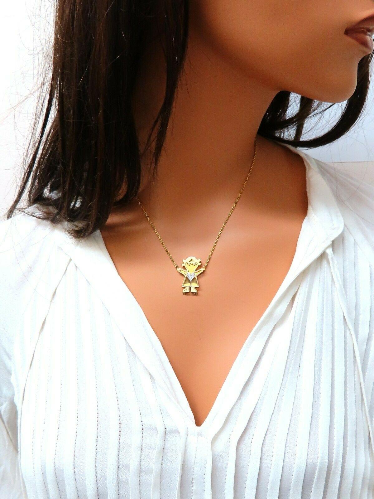 Collier Emoji en or jaune 14 carats et diamants en vente 3