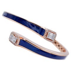 Pulsera Clamper Diamantes, Esmalte, Oro Rosa 18 Kilates