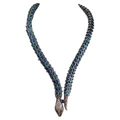 Collier de gouttes en or jaune 9 carats avec diamants et émaux A Silver