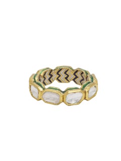 Diamonds Eternity Ring Handcrafted in 18 Karat Gold with Enamel Work