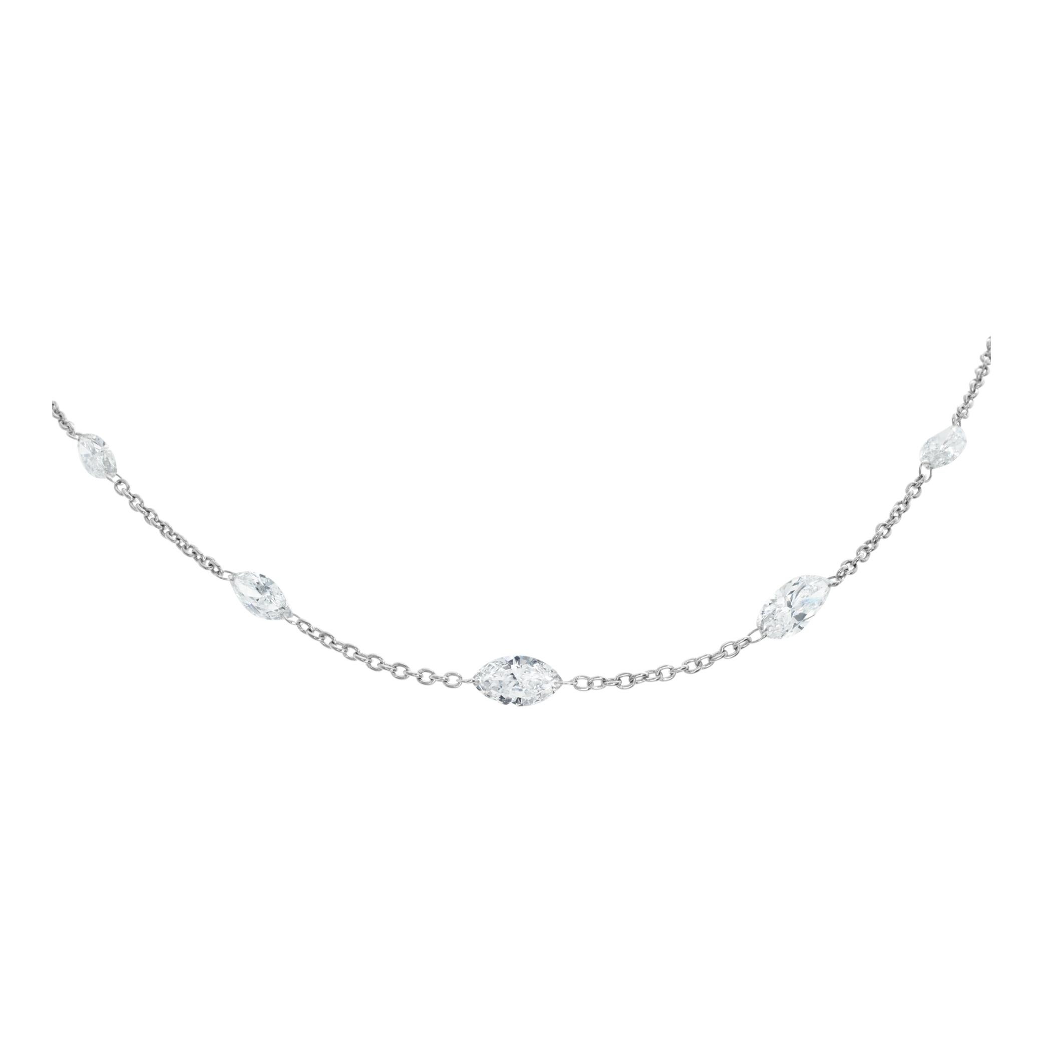 Meterweise schwimmende Diamanten, Halskette aus Platin. Länge 18 Zoll mit 5,8 Karat in G Farbe, VS2 Reinheit marquise Diamanten (16 insgesamt).