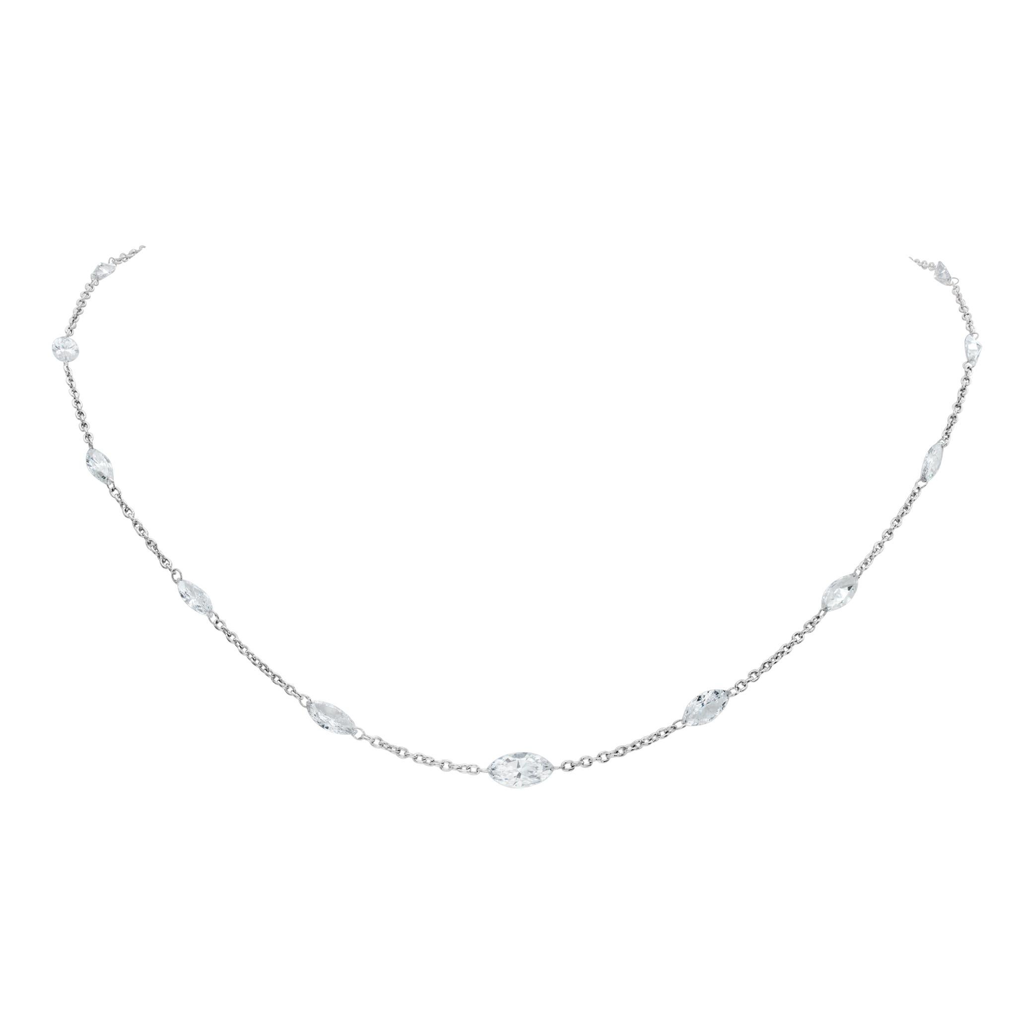 Diamonds floating by the yard platinum necklace