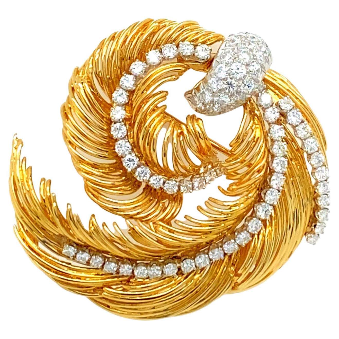 Diamonds Floral Brooch Signed Ruser at 1stDibs | william ruser jewelry