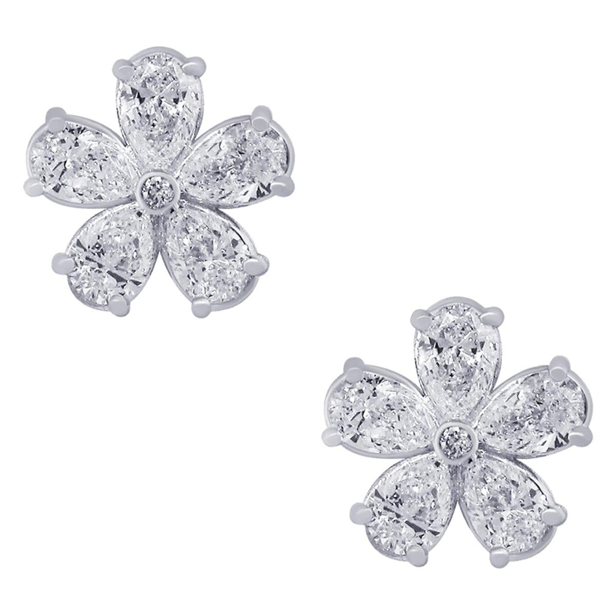 Diamonds Flowers Stud Earrings