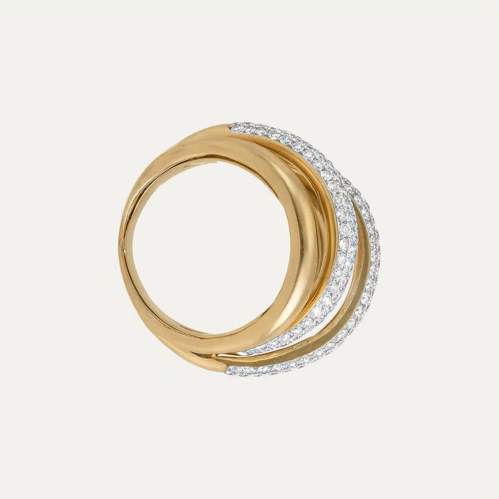 Women's or Men's Modern Gold Ring with Diamonds For Sale