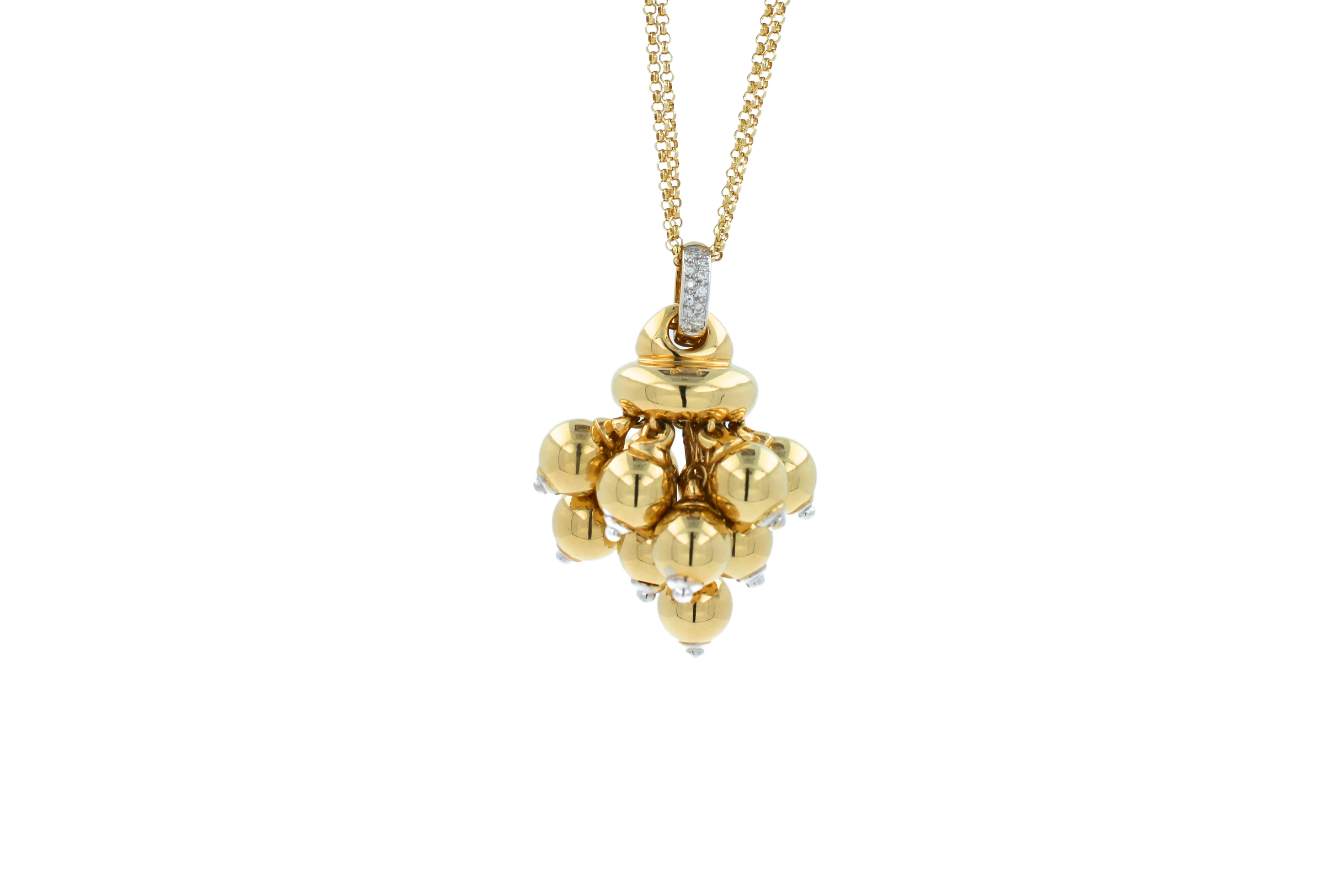 Very Beautiful, Unique, High-End Craftmanship with a polished finish. A versatile high-luxury fine pendant necklace that can be worn with any outfit.
26.20 grams 
18K Yellow Gold & 18K White Gold Details 
Double Rolo Chain - 1.5mm width - 20.5
