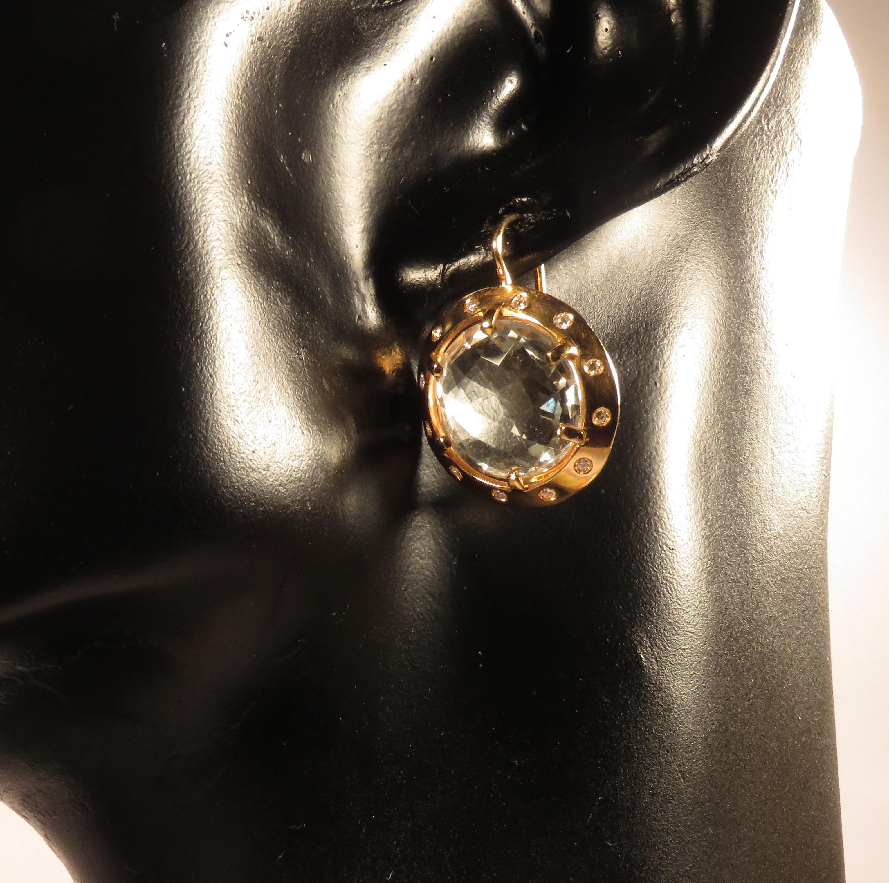 Briolette Cut Diamonds Green Amethyst Rose Gold Dangle Earrings Handcrafted in Italy