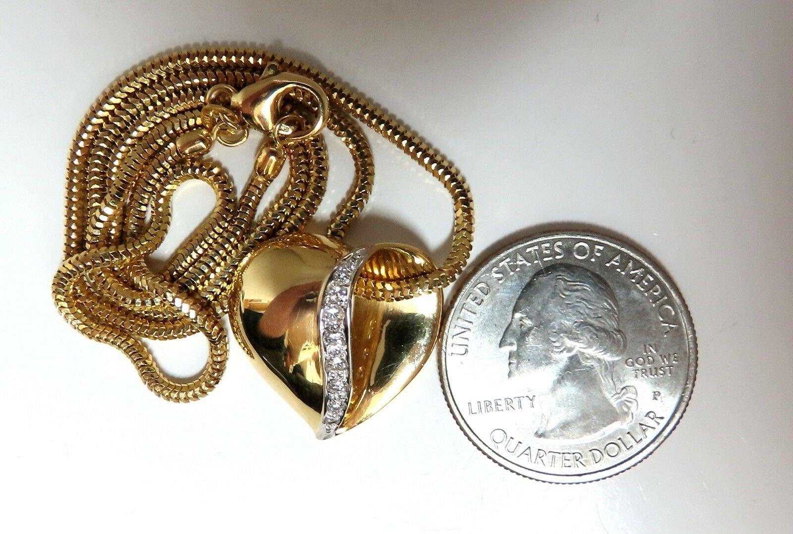 Diamonds Heart Necklace .20 Carat Snake Link Chain 14 Karat In New Condition In New York, NY