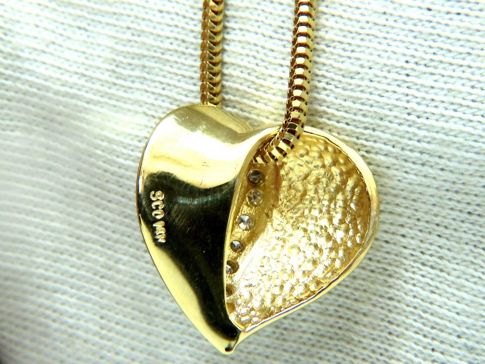 Diamonds Heart Necklace .20 Carat Snake Link Chain 14 Karat 2
